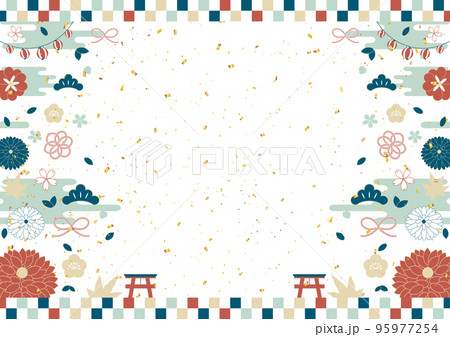 和風配色のお正月背景 95977254