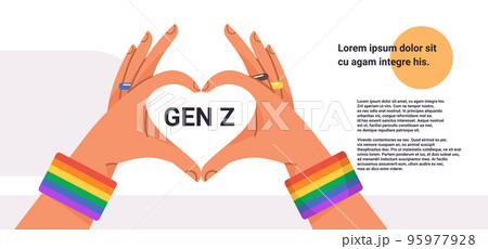 human hands gesture in heart shape lgbt rainbow flag gay lesbian love parade pride festival transgender love generation Z human hands gesture in heart shape lgbt rainbow flag gay lesbian love parade pride festival transgender love generation Z 95977928