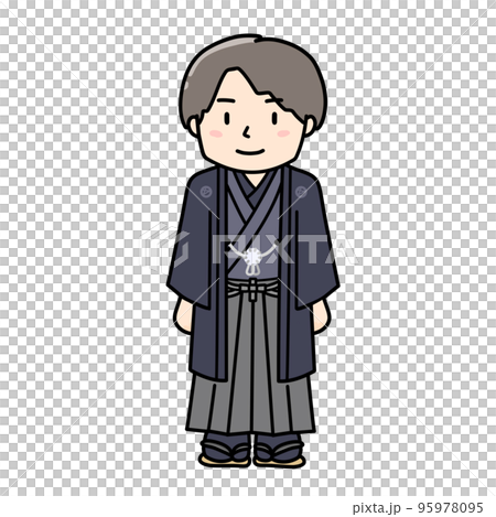 羽織袴姿の男性のイラスト 羽織袴姿の男性のイラスト 95978095