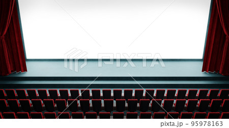 3d rendering empty cinema with white screen 3d rendering empty cinema with white screen 95978163