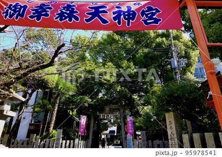 大阪コリアタウン商店街脇にある御幸森天神宮の鳥居 大阪市生野区 大阪コリアタウン商店街脇にある御幸森天神宮の鳥居 大阪市生野区 95978541
