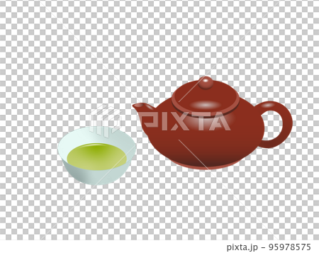 Illustration set of Chinese style teapot and teacup (with tea) Illustration set of Chinese style teapot and teacup (with tea) 95978575
