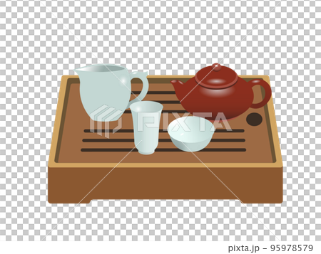 シンプルでかわいい中国茶具セットのイラスト素材 95978579