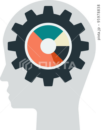 human head and cog illustration in minimal style 95978838