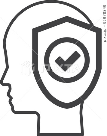 human head and shield illustration in minimal style human head and shield illustration in minimal style 95978849