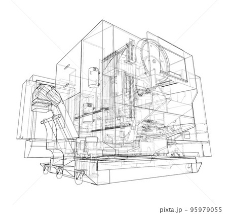 Metalworking CNC milling machine. Vector 95979055