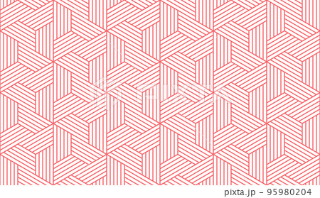 Abstract geometric pattern with stripes, lines. Seamless vector background. White and pink ornament. Simple lattice graphic design 95980204