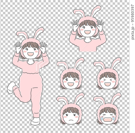 Illustration material of a girl dressed as a rabbit Illustration material of a girl dressed as a rabbit 95980397