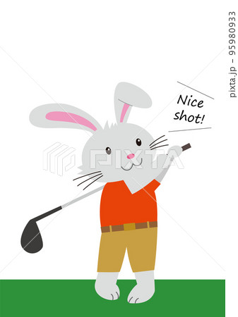 ゴルフのスイングをするウサギ ゴルフのスイングをするウサギ 95980933