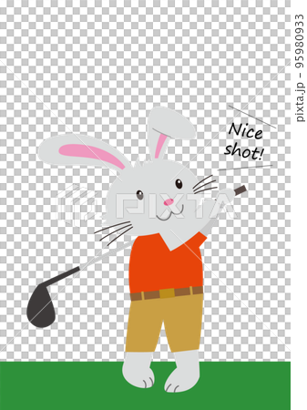 做高爾夫揮桿的兔子 95980933