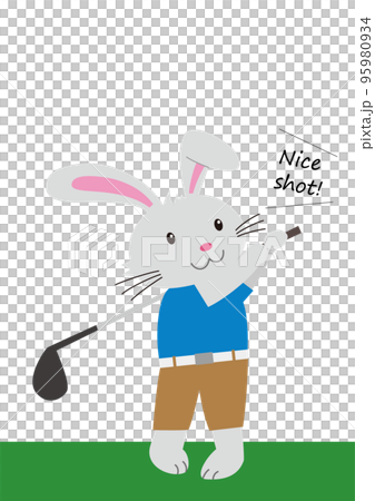 做高爾夫揮桿的兔子 95980934