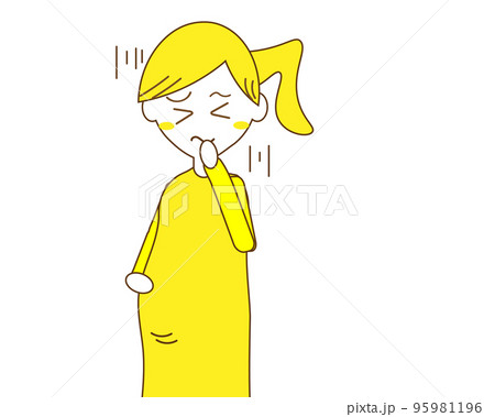 悪阻がつらい妊婦のイラスト しんどい 陣痛 痛い 怖い のイラスト素材