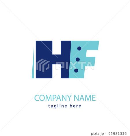 Initial Letter NF. Logo with dot. Black and blue sign Design Element. Initial Letter NF. Logo with dot. Black and blue sign Design Element. 95981336