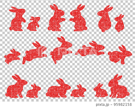 兔親子紅戳式剪影插畫集 95982158