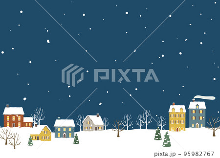 雪降る街の背景素材　クリスマス　夜 95982767