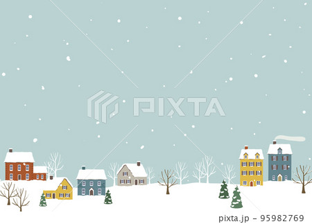 雪降る街の背景素材　クリスマス 95982769