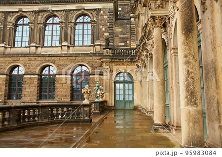Saxon architecture in Dresden. Saxon Palace Zwinger. A popular tourist spot Saxon architecture in Dresden. Saxon Palace Zwinger. A popular tourist spot 95983084
