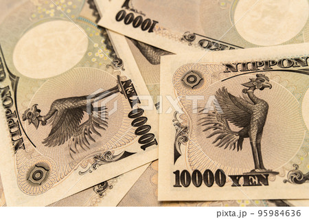 一面に広がる一万円札 裏面 鳳凰像 イメージの写真素材 [95984636] - PIXTA