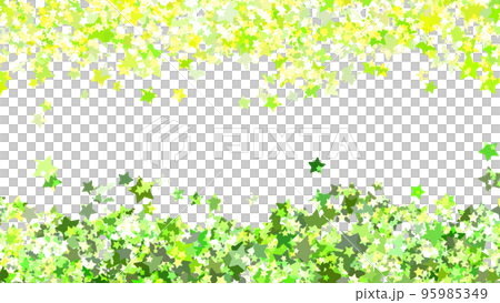 Green and yellowish green star sand header & footer 16:9 sparkling frame 95985349