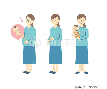 お腹をさする妊婦さん お腹をさする妊婦さん 95985386