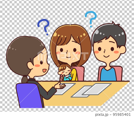 A couple and a baby to discuss?　Illustration material 95985401