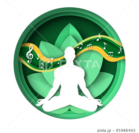 Male silhouette in lotus position meditate vector Male silhouette in lotus position meditate vector 95986403