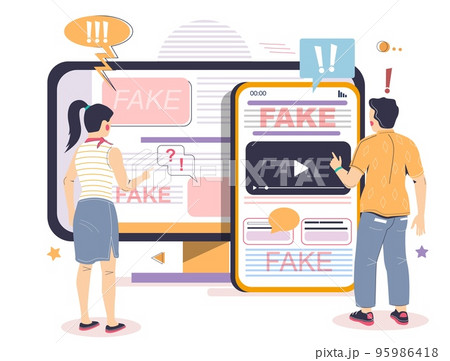 Fake news media information on internet vector Fake news media information on internet vector 95986418