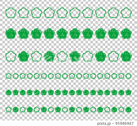 クレヨン素材　花のラインセット 95986987