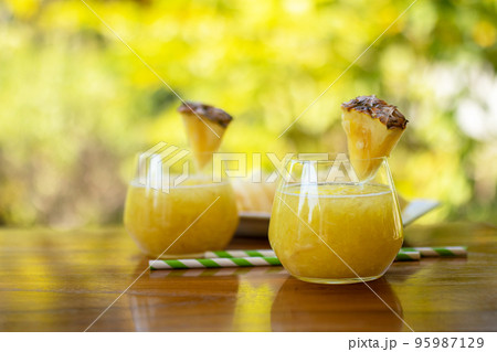 Fresh pineapple cocktail with Fresh pineapple.  summer drink concept. 95987129