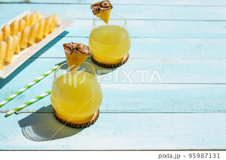 Fresh pineapple cocktail with Fresh pineapple.  summer drink concept. 95987131