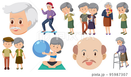 Collection of elderly people icons 95987307