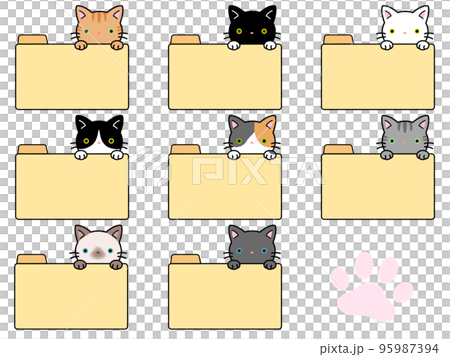 猫のかわいいフォルダ　　枠　フレーム　セット 95987394
