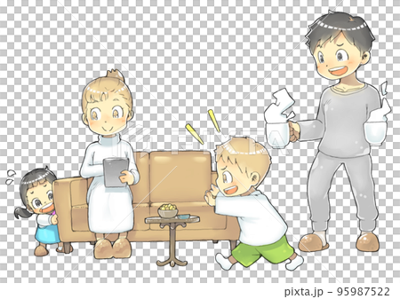 A young family relaxing at home 95987522