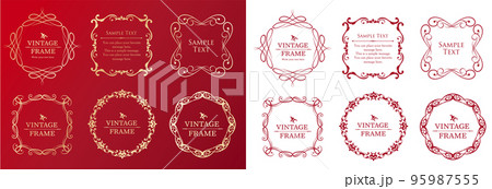 クリスマスモチーフのフレームデザインセット。ゴージャスでエレガントなデザイン素材 95987555