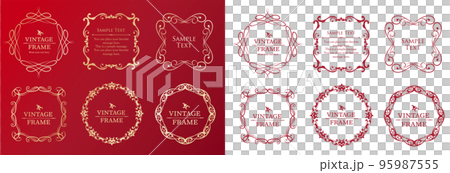 クリスマスモチーフのフレームデザインセット。ゴージャスでエレガントなデザイン素材 95987555