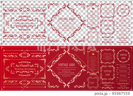 Christmas motif frame design set. Gorgeous and elegant design material Christmas motif frame design set. Gorgeous and elegant design material 95987559
