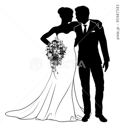 Bride And Groom Couple Wedding Dress Silhouettes Bride And Groom Couple Wedding Dress Silhouettes 95987583