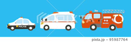 緊急車両セット水色背景 95987764