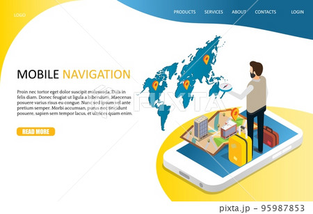 Mobile navigation landing page website vector template 95987853