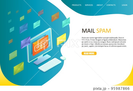 Mail spam landing page website vector template 95987866