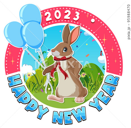 Happy New Year 2023 with cute rabbit 95988470