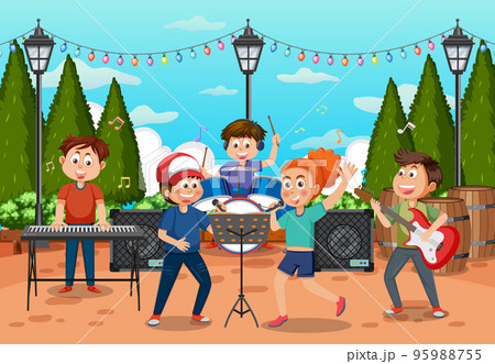 Children playing music in the park 95988755