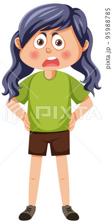 Scowl girl standing akimbo pose 95988785