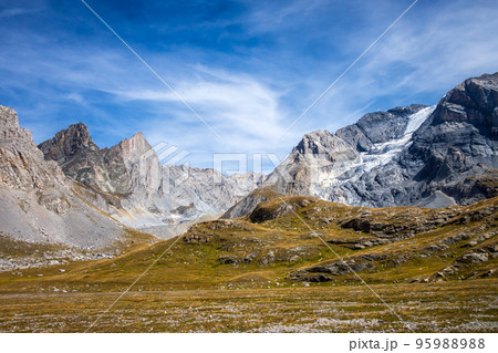 Grande Casse Alpine glacier landscape in French alps 95988988