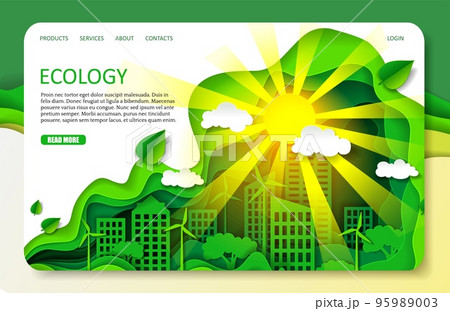 Vector paper cut ecology landing page website template 95989003