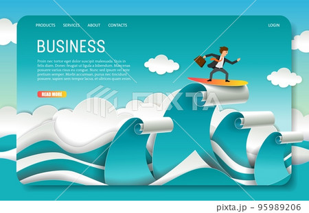 Vector paper cut business landing page website template 95989206