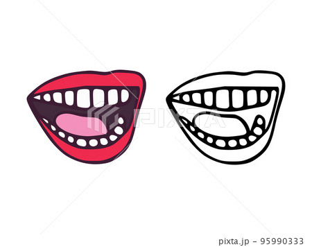 Open mouth in cartoon and outline style isolated on white background Open mouth in cartoon and outline style isolated on white background 95990333