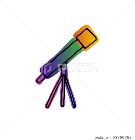 Doodle telescopes image. Neon Color scope sign 95990765