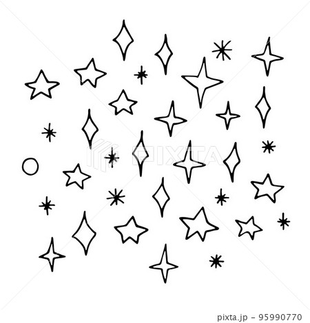 Line doodle Space set. Hand drawn star 95990770