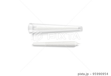 Blank white weed joint with plastic tube pack mockup, isolated Blank white weed joint with plastic tube pack mockup, isolated 95990954